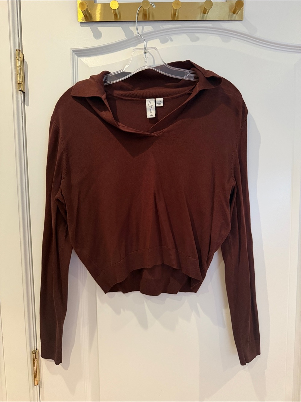Joie Brown Long-Sleeve Hooded Pullover Top